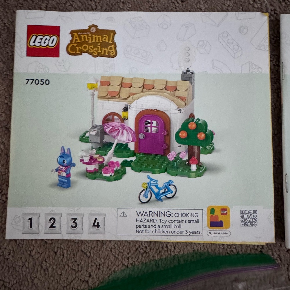 Lego Animal Crossing Cottage Playset with Purple Door and Blue Bike